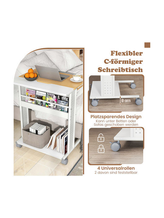 Computer Office Wooden Natural Color with Metal Legs 60x50x75cm