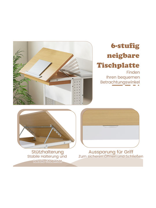 Computer Office Wooden Natural Color with Metal Legs 60x50x75cm