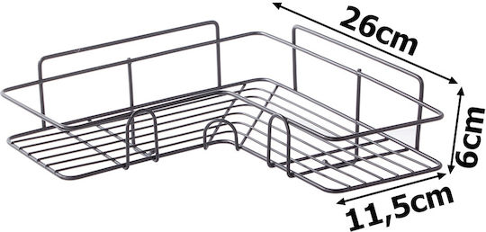 Verk Group Ecke An der Wand montiert Badezimmerregal Metallisch mit 1 Regalboden und Saugnäpfen 26x11.5x6cm Schwarz