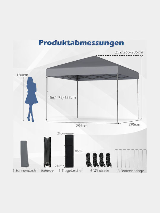 Costway Faltbarer Pavillon Garten Gray 3x3m
