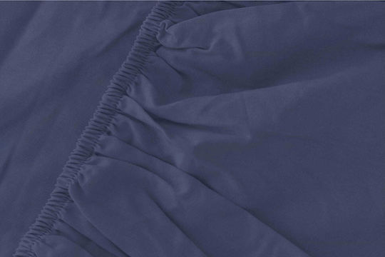 Detexpol Σεντόνι King Size με Λάστιχο 180x200εκ. Navy Blue