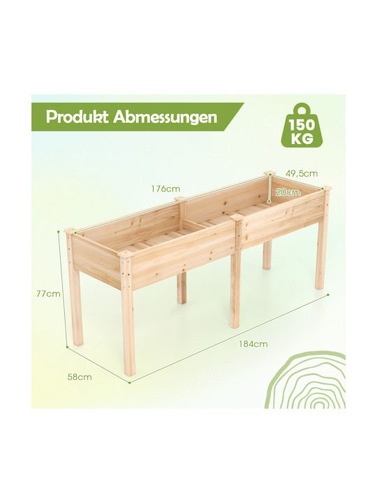 Costway Γλάστρα Ξύλινη Φυσικός 185x58x77εκ.