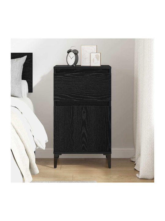 Wooden Bedside Table Black Oak 40x35x70cm