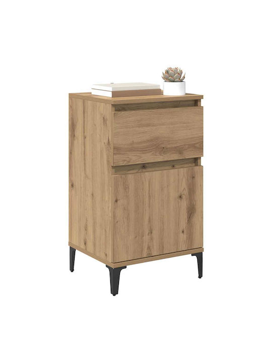 Wooden Bedside Tables with Metal Legs Brown Oak 2 Pieces 40x35x70cm