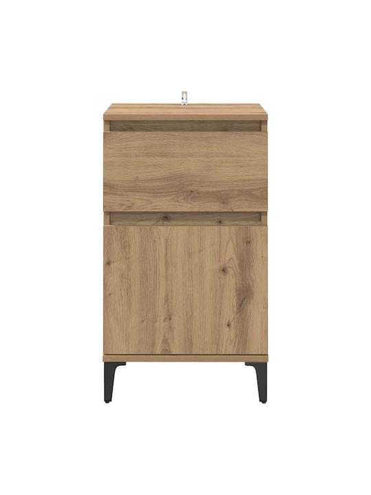 Wooden Bedside Tables with Metal Legs Brown Oak 2 Pieces 40x35x70cm