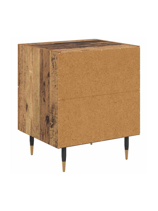 Bedside Table Wooden with Metal Legs Old Wood 40x35x47.5cm