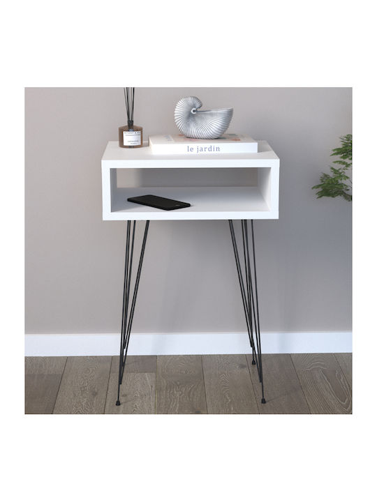 Scott Wooden Bedside Table White 40x30x60cm