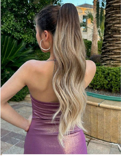 Postiche Curly Ponytail Synthetic Hair High Quality Clamper Blonde Ombre 24 Inches