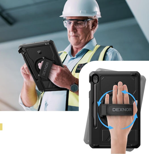 Dexnor Back Cover Περιστρεφόμενη Ανθεκτική για Παιδιά Μαύρη (Galaxy Tab S10 FE, S9 FE, Tab S9)