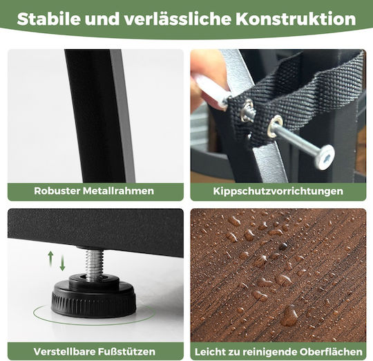 Costway Blumentopf-Regal Metall Braun