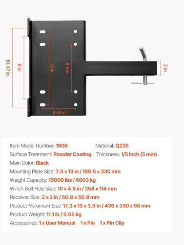 Vevor Lifting & Pulling Equipment for Weight Load up to 6.803t Black