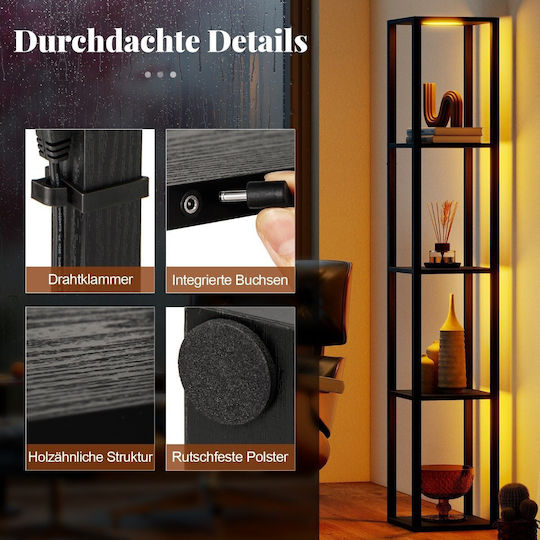 Costway LED Floor Lamp H161.3xL40cm Black
