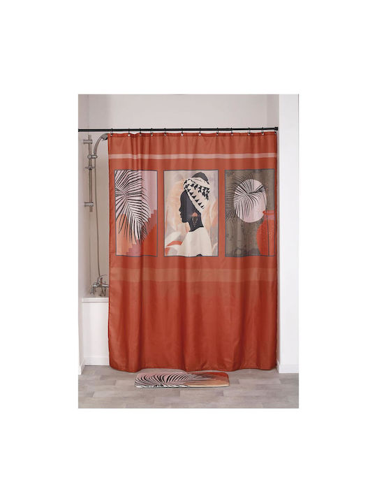 Medina Shower Curtain Fabric 180x200cm Terracotta