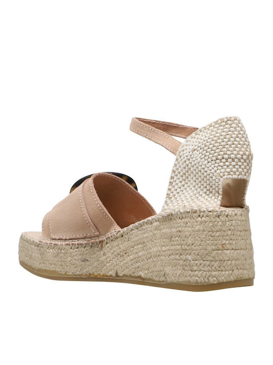 Women's Suede Platform Espadrilles Pink