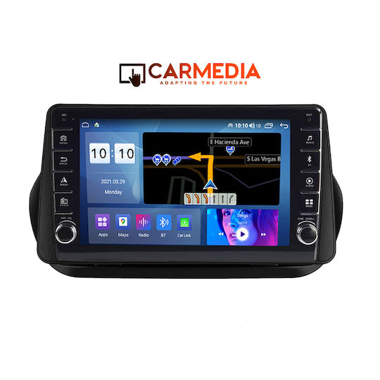 Carmedia Auto-Audiosystem Für Fiat Fiorino Qubo Citroen Nemo 2008-2018 Bluetooth USB Eingebautes Wi-Fi GPS Apple CarPlay Android Auto Mit 10 Zoll Touchscreen