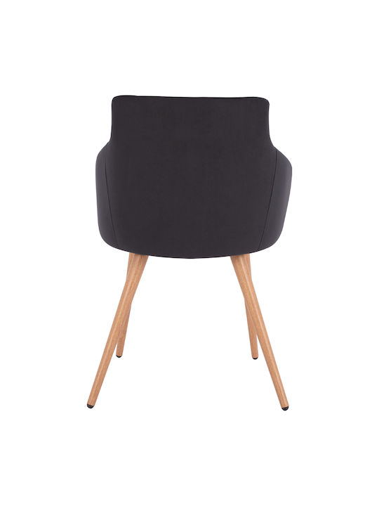 Ivy Dining Room Velvet Armchair Black 53x55x79cm 2pcs