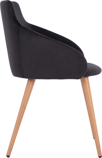 Ivy Dining Room Velvet Armchair Black 53x55x79cm 2pcs
