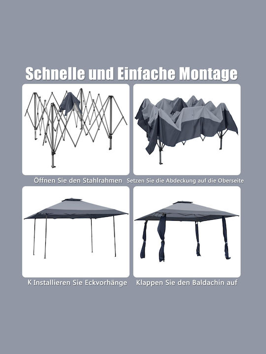 Costway Faltbarer Pavillon Garten Gray 4x4m