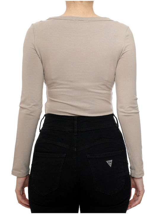Guess Colette Long Sleeve Bodysuit Γυναικείο Κορμάκι Μπεζ V4yp07j1314 Guess Colette Long Sleeve Bodysuit Γυναικείο Κορμάκι Μπεζ V4yp07j1314