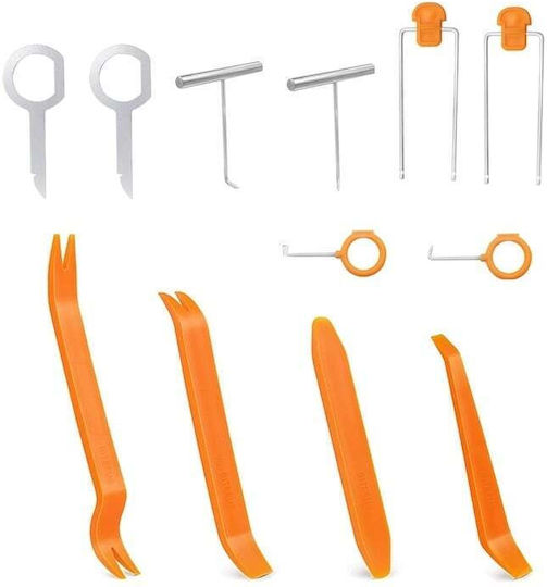 Set De 12 Piese Instrumente De Îndepărtare Radio Auto Demontare Interior Mașină Metal Plastic Portocaliu
