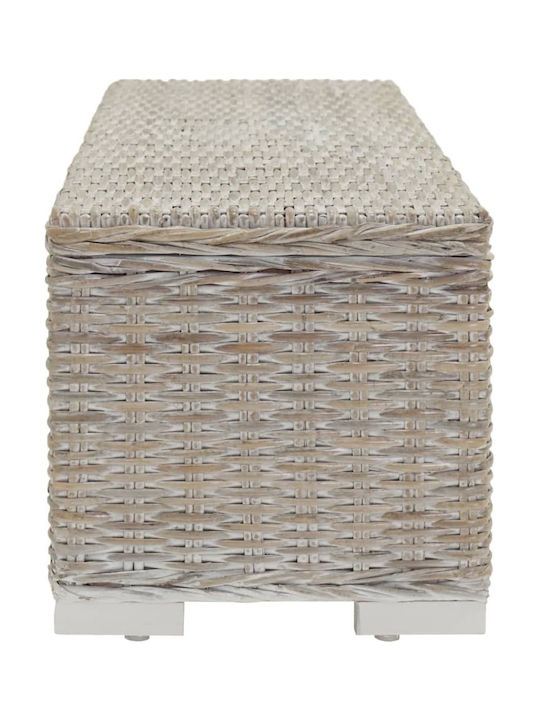 vidaXL Cutie de depozitare pentru exterior Rattan Alb L110xW35xH35buc