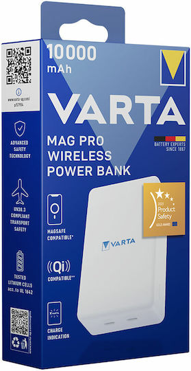 Varta Mag Pro MagSafe Power Bank 10000mAh 20W με 2 Θύρες USB-C Power Delivery Λευκό