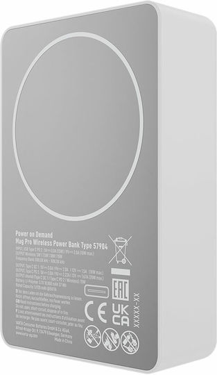 Varta Mag Pro MagSafe Power Bank 10000mAh 20W με 2 Θύρες USB-C Power Delivery Λευκό