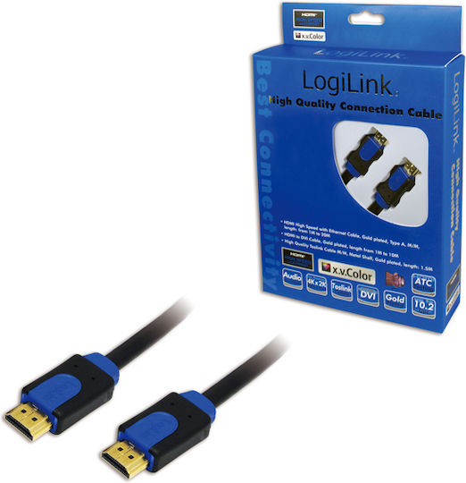 LogiLink HDMI 1.4 High Speed 1080p 120Hz Cable HDMI male - HDMI male 5m Μπλε