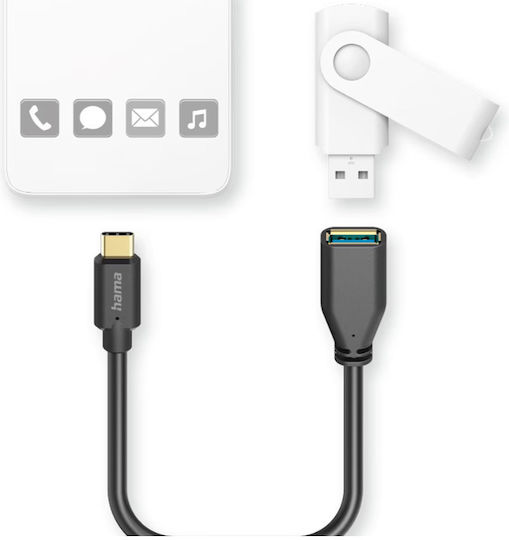 HAMA Конвертор USB-A / USB-C мъжки към USB-A / USB-C женски Черен 1бр 00201605