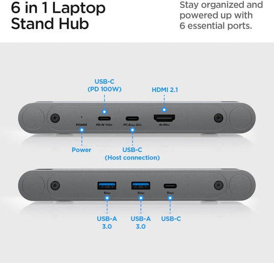 Spigen LD204H Stand für Laptop bis zu 15.6" Gray