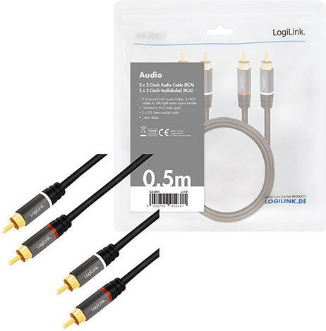 LogiLink Cable 2x RCA male - 2x RCA male 0.5m CA1201