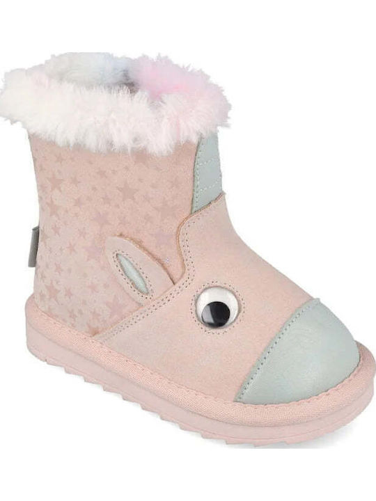 Anatomical Suede Kids Boots with Zipper Pink