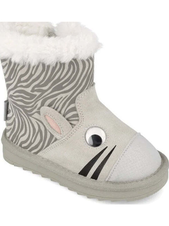 Anatomical Suede Kids Boots with Zipper Gray