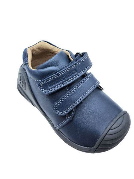 Anatomisch Lederne Kinderstiefeletten mit Klettverschluss Blau