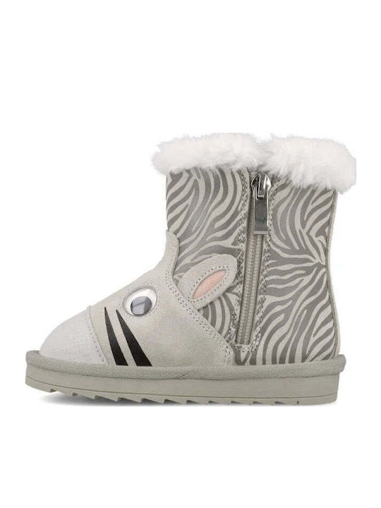 Anatomical Suede Kids Boots with Zipper Gray