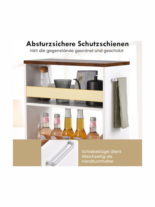 Costway Kitchen Trolley Wooden White 47.5x20x80.5cm