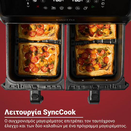 Instant Pot Vortex Dual Еър Фрайър с Двойна Подвижна Кошница 8лт Черен