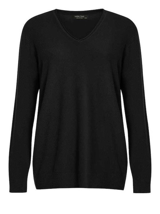 Celestino Damen Pullover Rip Details Schwarz