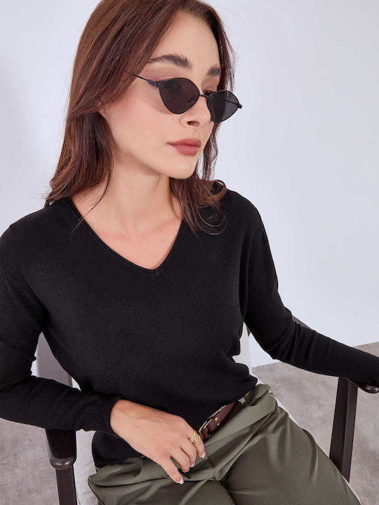 Celestino Damen Pullover Rip Details Schwarz