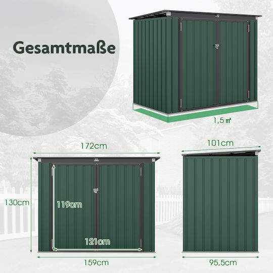 Casă Metalică Galvanizată Verde 1.72x0.955x1.3m GT4275LV