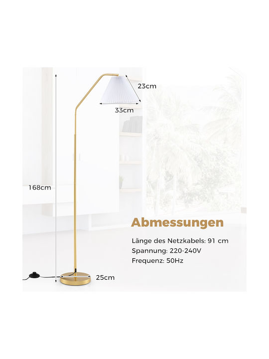 Costway Lampa de podea Î168xL23cm. cu Soclu pentru Bec E27 Auriu
