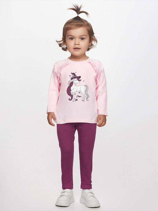 Kinder-Set mit Leggings Winter 2Stück Pink Unicorn Witch