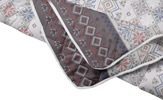 Alcam Traditional Покривало Двойно Микрофибър Кафяв 200x220см