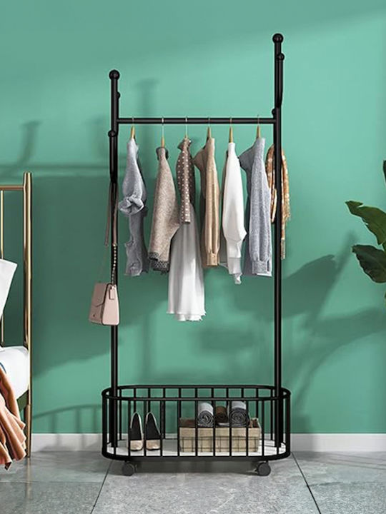 Viosarp Floor Garment Rack made of Metal Black 60x32x170cm