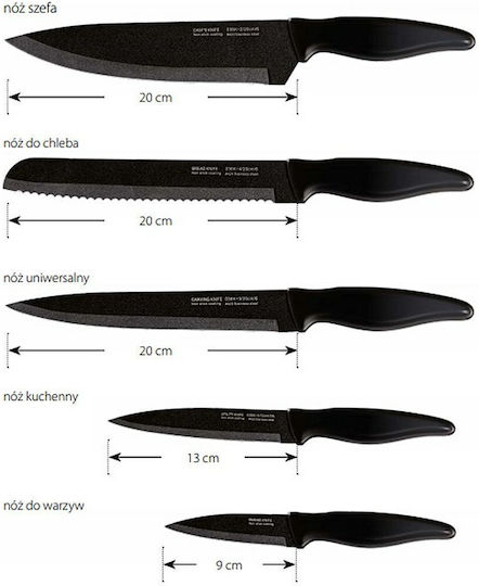 Smile Messerset mit Block aus rostfreiem Stahl Black 6Stück