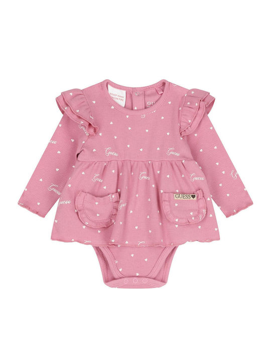 Guess Baby Bodysuit Set Long-Sleeved with Pants Pink 2pcs