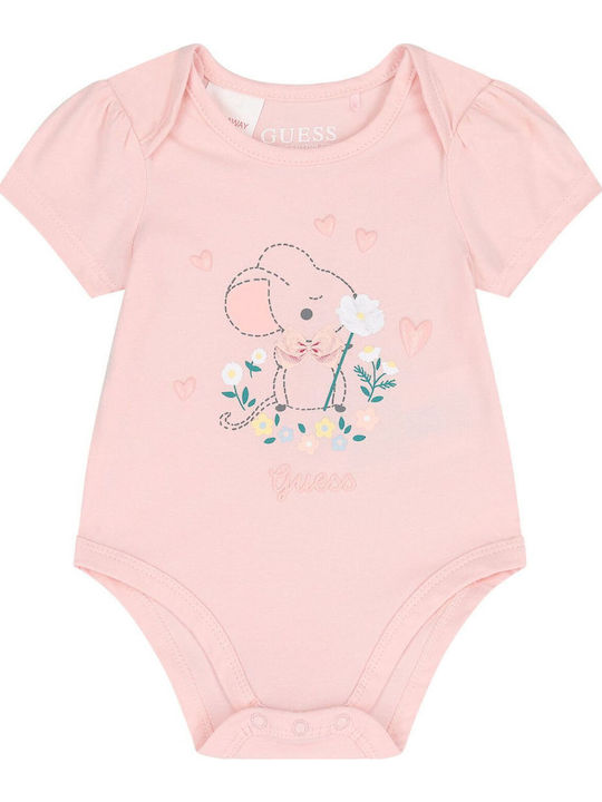 Guess Baby Bodysuit Set Short-Sleeved with Pants Ecru 3pcs