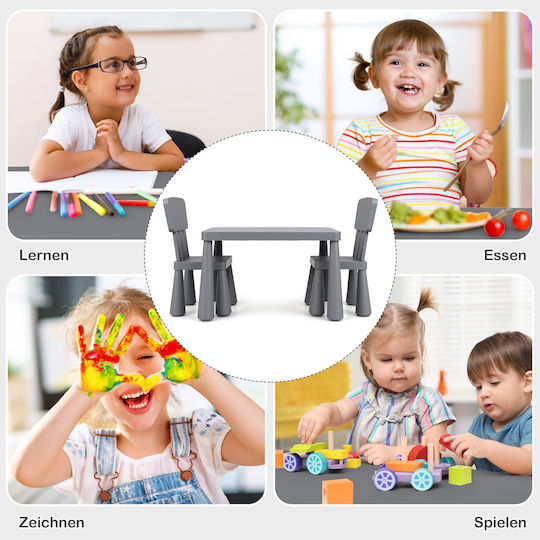 Kids Table and Chairs Set for Painting made of Plastic Gray Costway