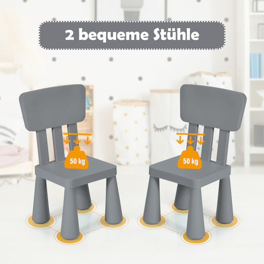 Kids Table and Chairs Set for Painting made of Plastic Gray Costway