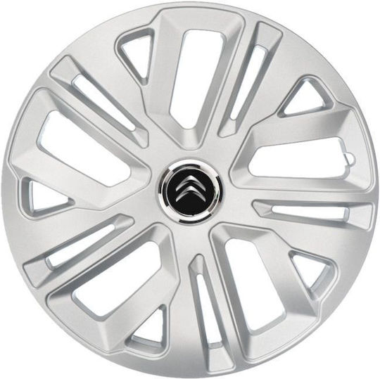 Set Capace De Roți Auto Raven Gri R14 Compatibile Cu Mașini Citroen